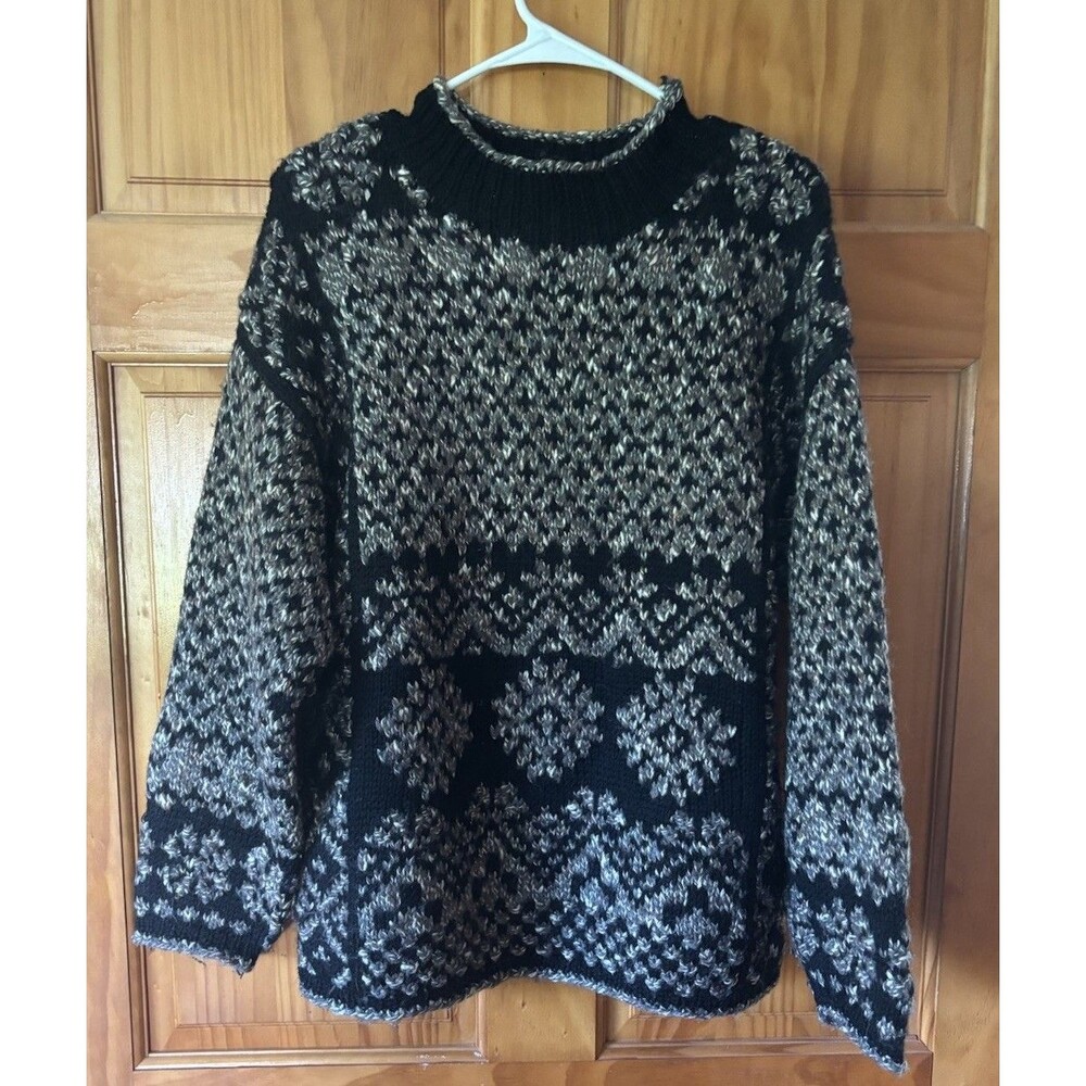 Vintage 90s Gap Hand Knit Fair Isle Wool/Cotton Sweater Size Small Blue Nordic